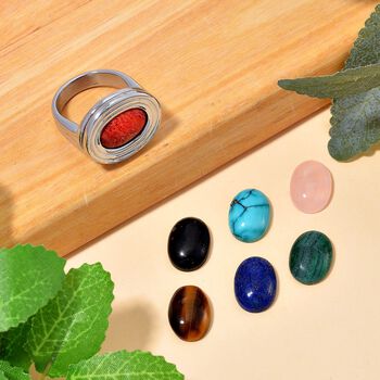 Austauschbarer Multi-Edelstein-Ring in Silberton