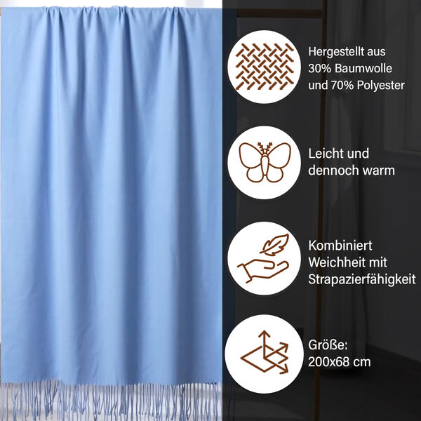 Luxuriöser Winterschal mit Fransen, blau hell/dunkel image number 3