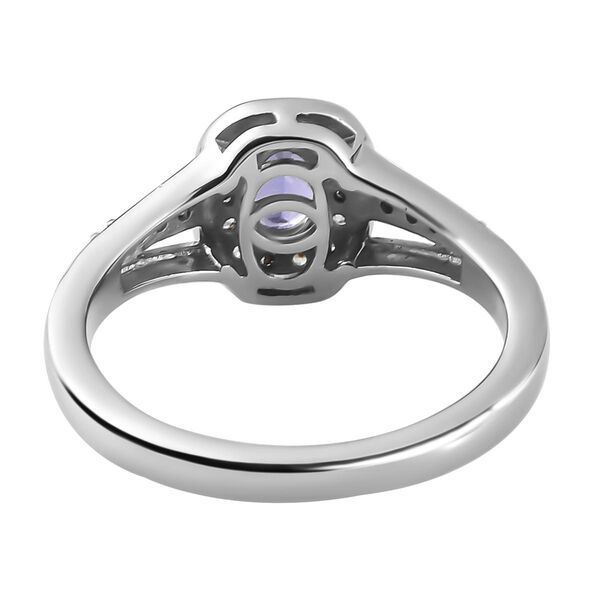 AAA Tansanit und Zirkon-Halo-Ring, 925 Silber platiniert, 0,78 ct. image number 5