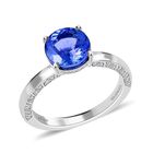 Rhapsody AAAA Tansanit, Weißer Diamant Ring 950 Platin (Größe 17.00) ca. 2,48 ct