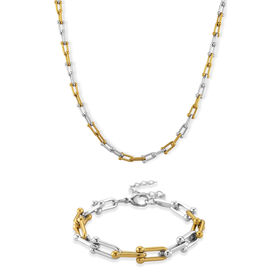 Zweifarbige 50+5cm Halskette und 18+3,5cm Armband