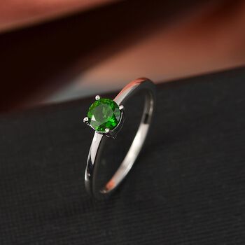 3er Set - D'Joy Nat&uuml;rlicher Chromdiopsid Ohrringe, Ring und Anh&auml;nger, 925 Silber rhodiniert (Gr&ouml;&szlig;e 19) ca. 1.84 ct