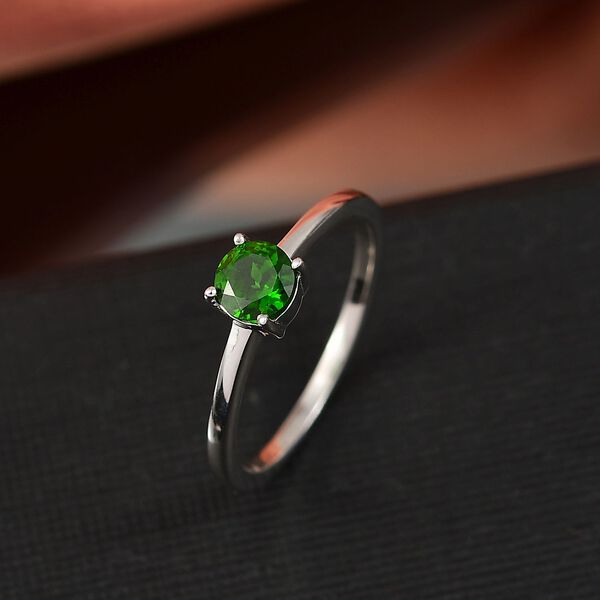 3er Set - D'Joy Nat&uuml;rlicher Chromdiopsid Ohrringe, Ring und Anh&auml;nger, 925 Silber rhodiniert (Gr&ouml;&szlig;e 19) ca. 1.84 ct image number 2