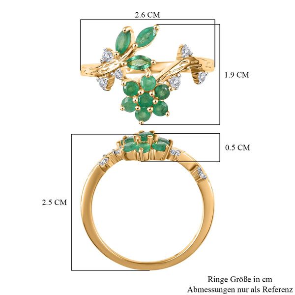Kagem Sambischer Smaragd Ring 925 Silber 750 Gelbgold Vermeil (Größe 21.00) ca. 1,23 ct image number 5