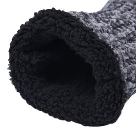 1 paar rutschfeste und gestrickte Hausschuhe mit Fellfutter, Gr&ouml;&szlig;e S, Grau