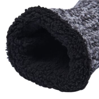 1 paar rutschfeste und gestrickte Hausschuhe mit Fellfutter, Gr&ouml;&szlig;e S, Grau