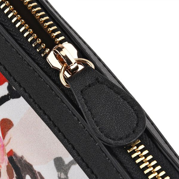 LA MAREY Crossbody Tasche aus 80% Seidenbrokat und 20% Echtleder, Blumenmuster, 24x5.5x14cm, Grau-rosa image number 7