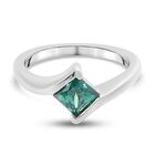 LUSTRO STELLA Hergestellt mit Grüner ZIRKONIA Solitär Ring 925 Silber Platin-Überzug (Größe 16.0) image number 0