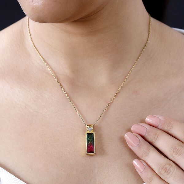 Wassermelonen Quarz Triplett und Zirkon Anh&auml;nger - 4,47 ct. image number 3