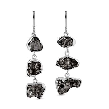 Meteorit Ohrringe, 925 Silber rhodiniert ca. 70.80 ct