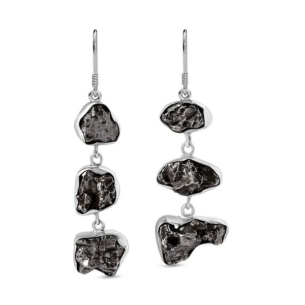 Meteorit Ohrringe, 925 Silber rhodiniert ca. 70.80 ct