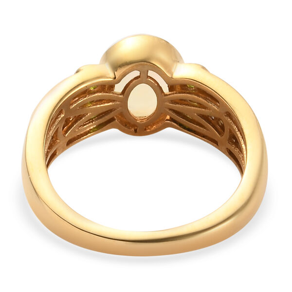 Nat&uuml;rlicher &Auml;thiopischer Opal und Nat&uuml;rlicher Chromdiopsid Ring 925 Silber vergoldet  ca. 1,13 ct image number 8