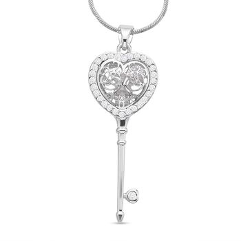 Wei&szlig;er Kristall-Anh&auml;nger mit Kette - 1 ct.