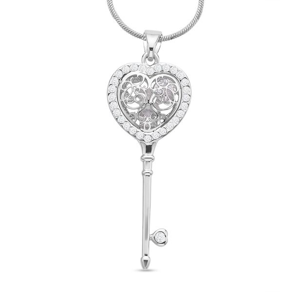 Wei&szlig;er Kristall-Anh&auml;nger mit Kette - 1 ct.