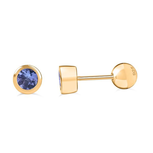 Tansanit Ohrringe, 925 Silber 750 Gelbgold Vermeil - 0,53 ct. image number 0