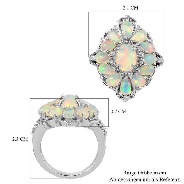 Nat&uuml;rlicher &Auml;thiopischer Opal und Zirkon Ring 925 Silber platiniert  ca. 2,49 ct image number 7
