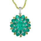 D'Joy Smaragd-Quarz Triplette Anhänger mit kettte ca. 50 cm 925 Silber rhodiniert ca. 68,39 ct.