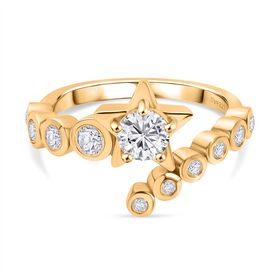 D’joy Moissanit Ring 925 Silber vergoldet (Größe 20.00) ca. 0,79 ct