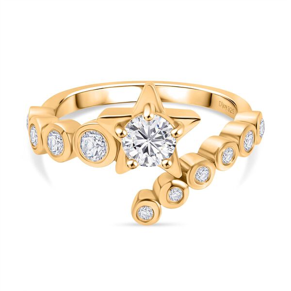 D&rsquo;Joy Moissanit Bypass Ring, 925 Silber vergoldet - 0,79 ct.