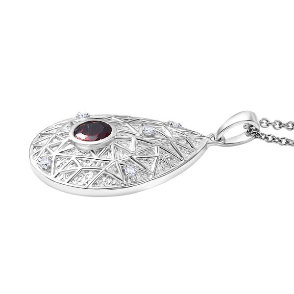 EverTrue roter Granat und wei&szlig;er Topas Anh&auml;nger mit 50cm Kette - 1 ct. image number 4