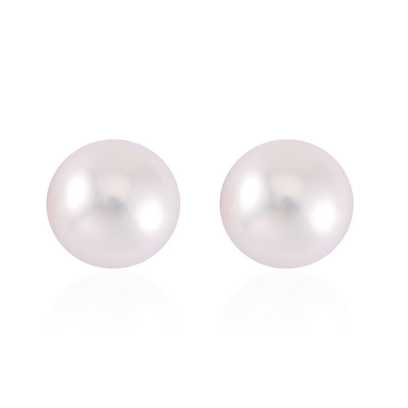 Weiße Süßwasser Perle Ohrringe, 925 Silber rhodiniert image number 0