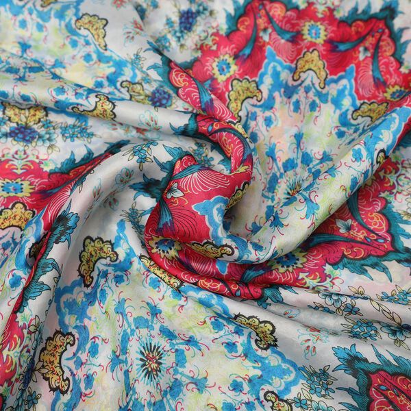 100% nat&uuml;rlicher Satin Seiden Schal, Mandala Muster, Rot image number 6