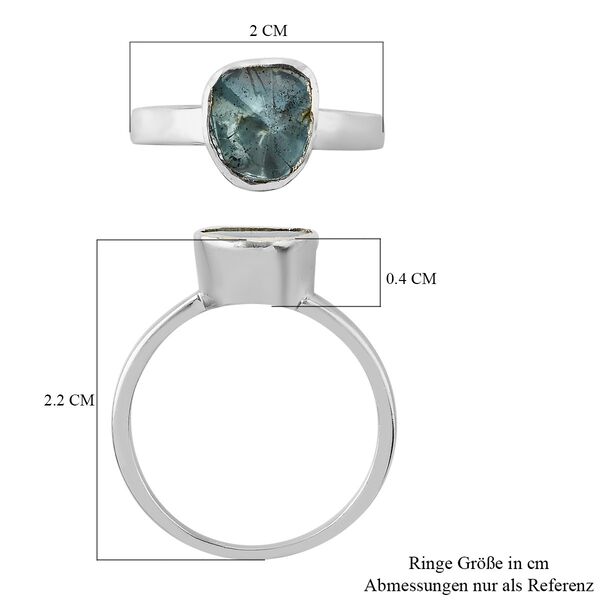 Handgearbeiteter Polki Blauer Diamant Fancy Solit&auml;r Ring 925 Silber Platin-&Uuml;berzug image number 6