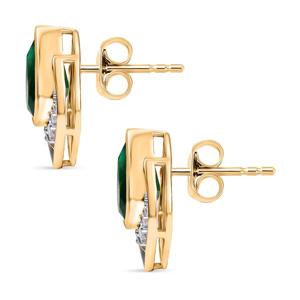 Pfau Quarz Triplette, Wei&szlig;er Zirkon Ohrringe 925 Silber platiniert und vergoldet ca. 2.65 ct image number 3