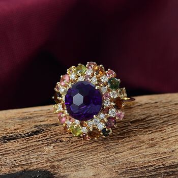 AA Afrikanischer Amethyst und Multi-Turmalin Ring - 11,39 ct.