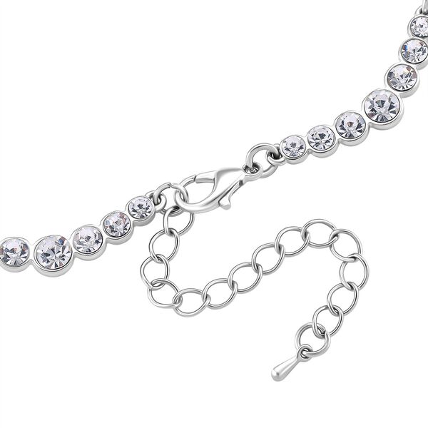 Wei&szlig;e Kristall 50+5cm Halskette in Silberton image number 4