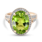 AA natürlicher Peridot, Champagner Diamant und Zirkon-Ring, 375 Gelbgold  ca. 6,19 ct image number 0