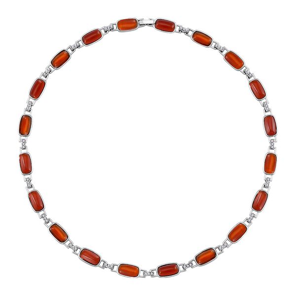 Roter Achat, Weißer Kristall Halskette ca. 50 cm image number 3