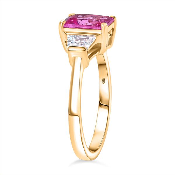 LUXURIANT DIAMANT - AAA Lab Created Rosa Saphir, Lab Grown Diamant Ring 585 Gold (Größe 17.00) ca. 2,26 ct image number 4