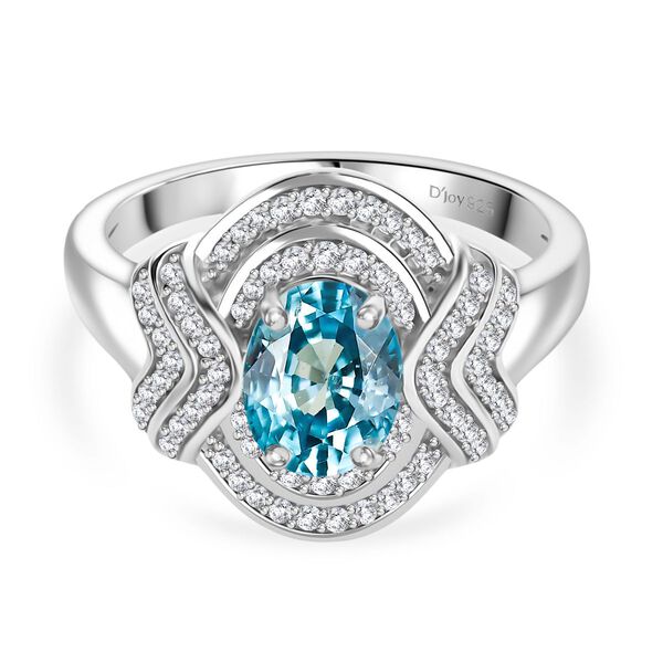 D'Joy AA Blauer Zirkon, Moissanit Ring 925 Silber rhodiniert (Größe 17.00) ca. 2,29 ct image number 0