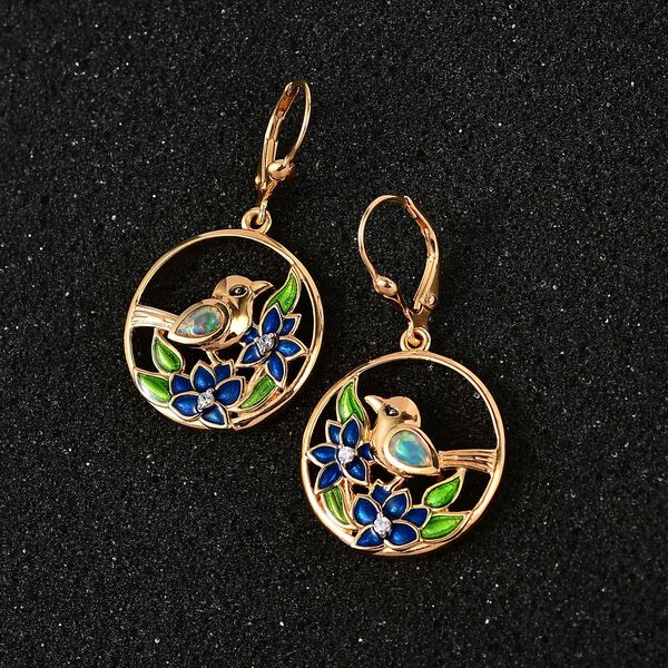 AA nat&uuml;rliche &auml;thiopische Welo Opal und Zirkon Ohrringe - 0,36 ct. image number 8