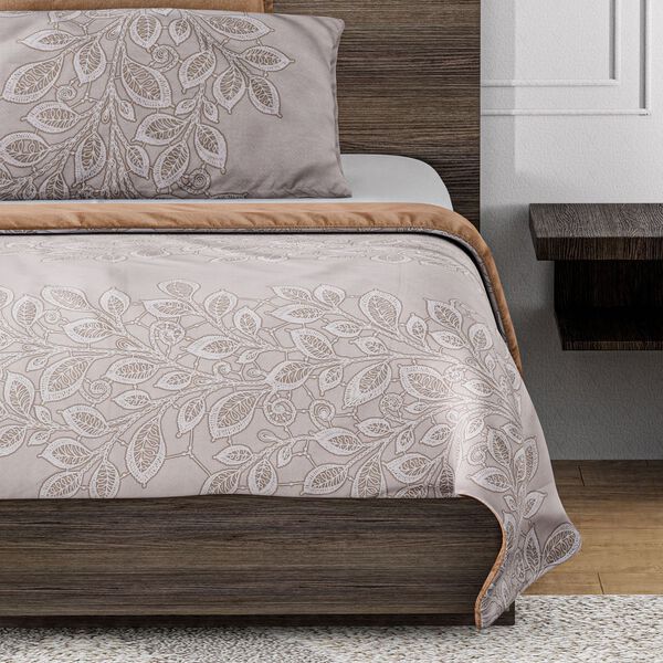 6-teiliges Set: antibakterielle, antiallergische Mikrofaser-Bettw&auml;sche, Blattmuster, Karamell image number 4