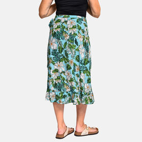 T&uuml;rkisfarbener Wickelrock mit Blumenmuster, One size