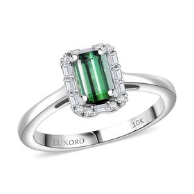 LUXORO AAA Pirineu Lagoon Tourmaline, Wei&szlig;er Diamant Ring 417 Gold (Gr&ouml;&szlig;e 16.50) ca. 0,88 ct