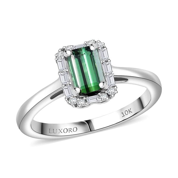 LUXORO AAA Pirineu Lagoon Tourmaline, Wei&szlig;er Diamant Ring 417 Gold (Gr&ouml;&szlig;e 16.50) ca. 0,88 ct image number 0