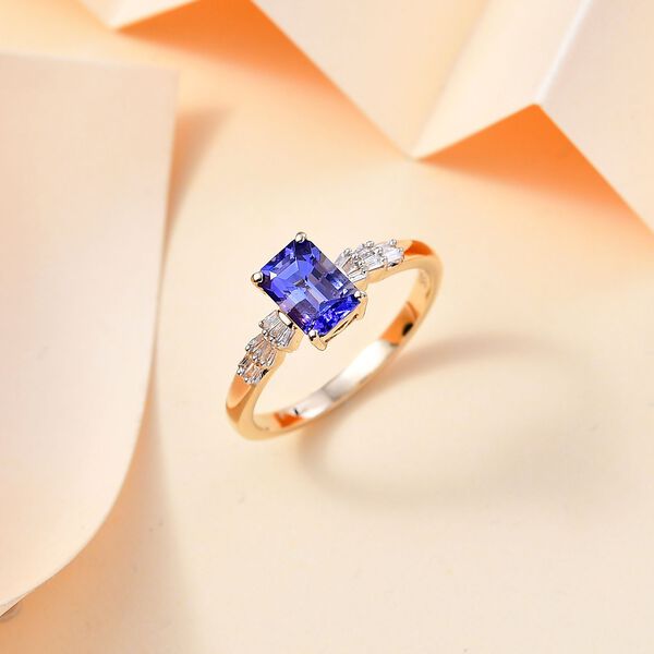 AAA Tansanit und Diamant Ring in 585 Gold - 1,22 ct. image number 9