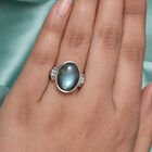 Labradorit und Zirkon-Ring, 925 Silber platiniert  ca. 10,74 ct image number 2
