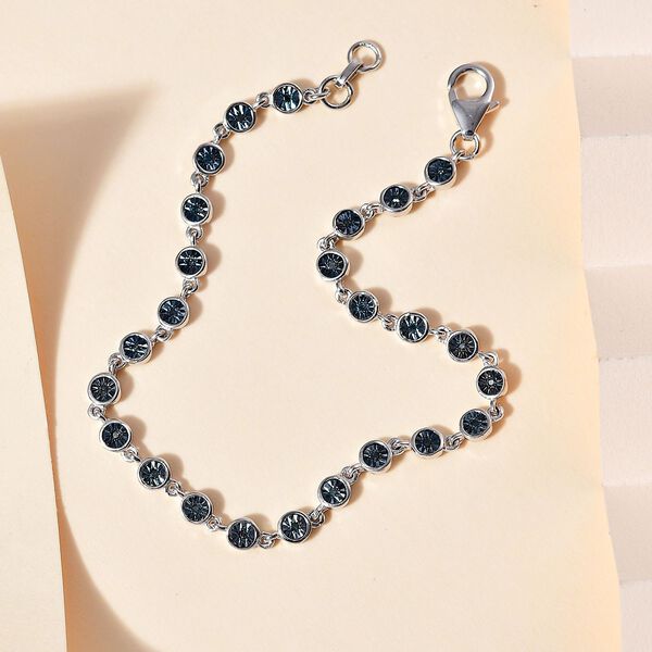 Blaues Diamant Armband, ca. 19 cm, 925 Silber platiniert ca. 0.15 ct image number 2