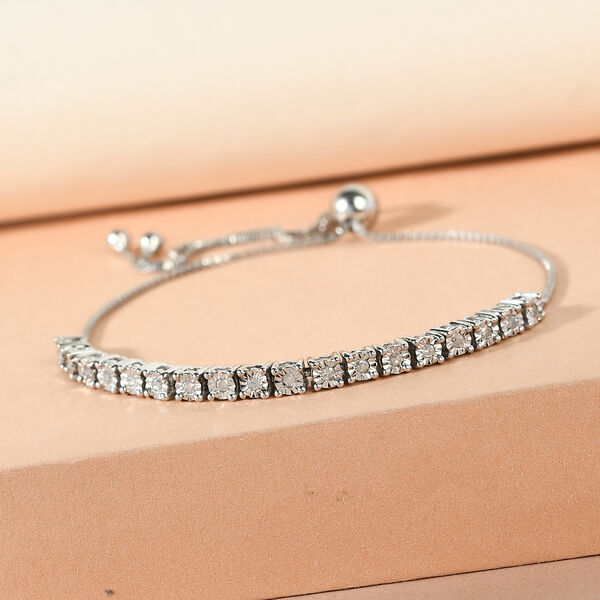 Verstellbares Diamant-Armband in Silber image number 2