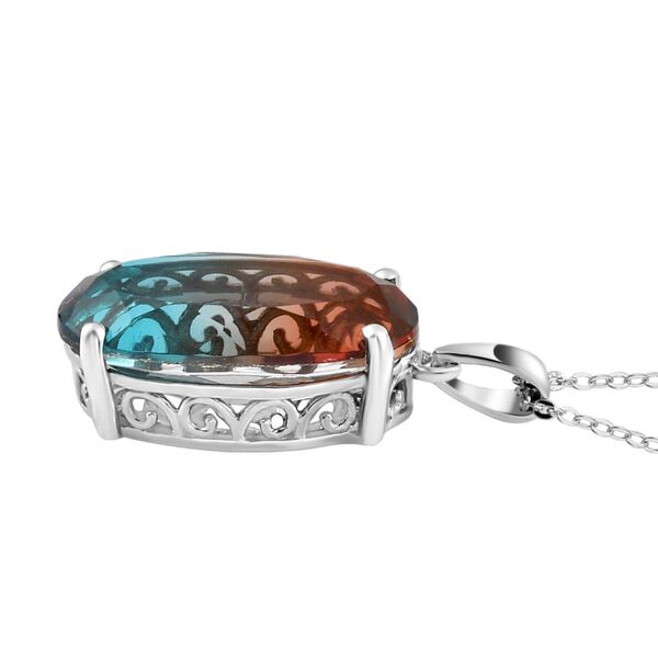 Aqua Terra Costa Quarz Triplett-Solit&auml;r-Anh&auml;nger mit Kette, 925 Silber platiniert, 10,33 ct. image number 4