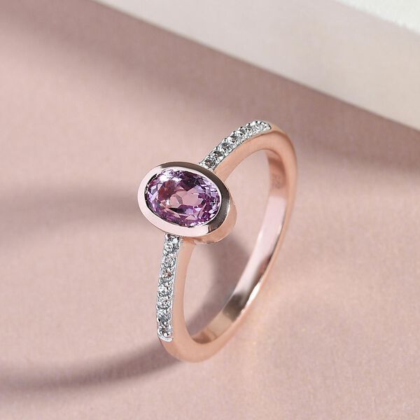 AAA Kunzit und Zirkon-Ring, 925 Silber rosévergoldet, 1,39 ct. image number 2