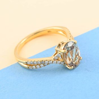 ILIANA AAA Turkizit und Diamant-Ring in 750 Gelbgold - 1,85 ct.