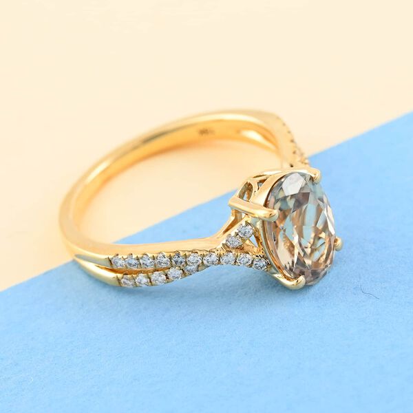 ILIANA AAA Turkizit und Diamant-Ring in 750 Gelbgold - 1,85 ct. image number 1