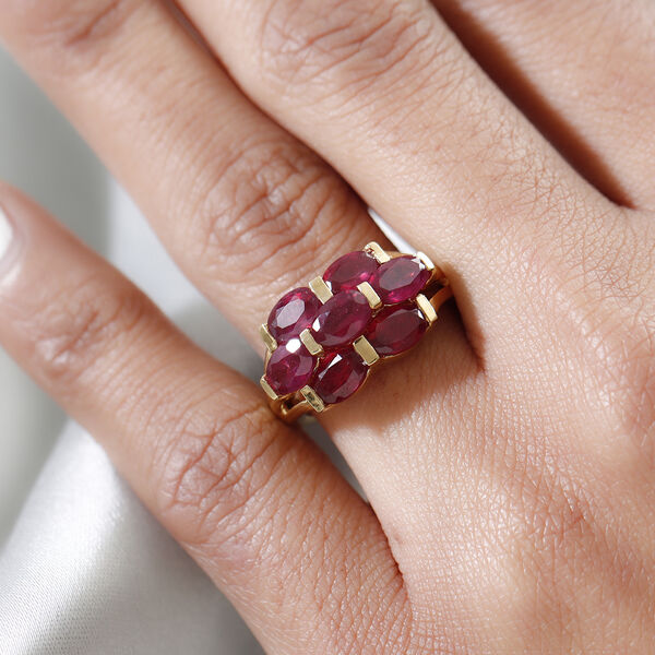 Afrikanischer Rubin (Fissure gef&uuml;llt) Ring 925 Silber vergoldet image number 3