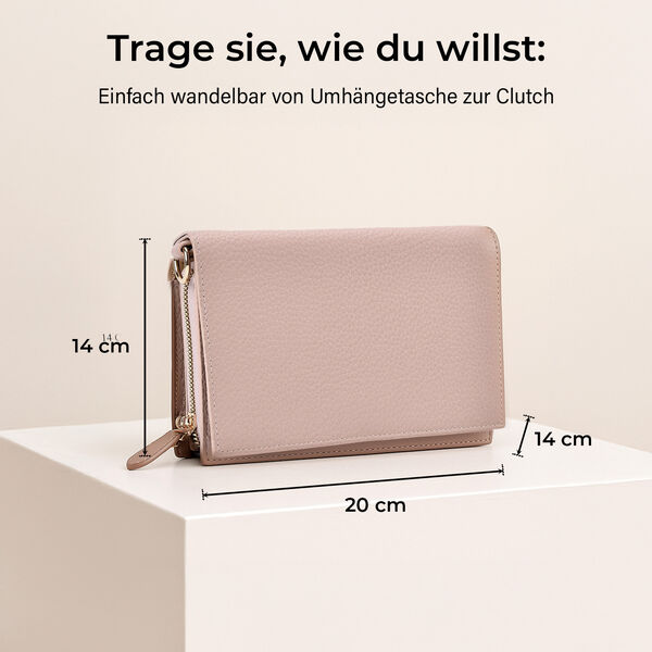 Crossbody-Tasche mit Überschlag, Gliederriemen und RFID-Schutz, 20x4x14 cm, Rosa image number 5