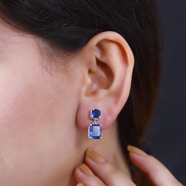 Ceylonfarbene blaue Quarz Triplett Ohrringe - 9,03 ct. image number 3